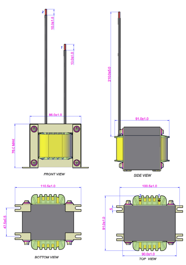 Induktor PFC EI85 50 Hz/60 Hz dla ładowarki baterii 10 kW 